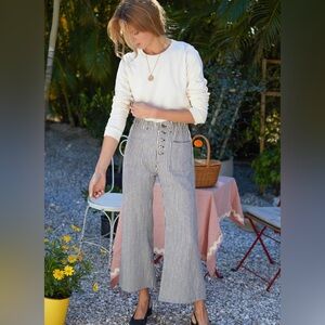 Emerson Fry Tulip Crop Flare Pants Black Stripe Organic, XL - Sold Out